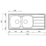 CM-universal-116-x-50-2V-Lavello-ad-incasso-Rettangolare-Acciaio-inossidabile