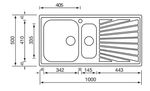 CM-cometa-100-x-50-2V-Lavello-ad-incasso-Rettangolare-Acciaio-inossidabile