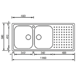 CM-Punto-plus-116-x-50-2V-Lavello-ad-incasso-Rettangolare-Acciaio-inossidabile