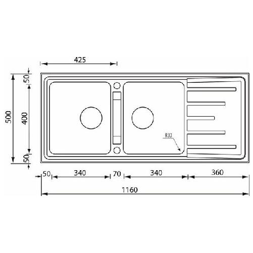 CM-brando-116-x-50-2V-Lavello-ad-incasso-Rettangolare-Acciaio-inossidabile