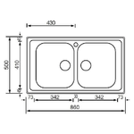 CM-Zenith-plus-86-x-50-2V-Lavello-ad-incasso-Rettangolare-Acciaio-inossidabile