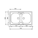 CM-Mondial-79-x-50-2V-Lavello-ad-incasso-Rettangolare-Acciaio-inossidabile