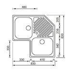 CM-Ilaria-83x83-2V-Lavello-ad-incasso-Angolo-Acciaio-inossidabile