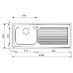 CM-Aurora-116-x-50-1V-Lavello-ad-incasso-Rettangolare-Acciaio-inossidabile