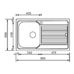 CM-Filoslim-86-x-50-1V-Lavello-ad-incasso-Rettangolare-Acciaio-inossidabile