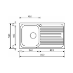 CM-Atlantic-86-x-50-1V-Lavello-montato-su-piano-Rettangolare-Acciaio-inossidabile