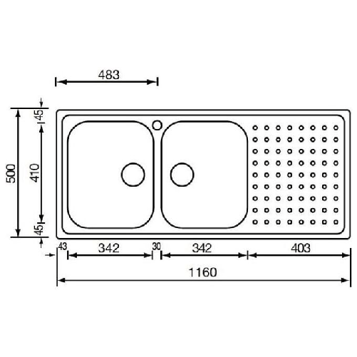 CM-Punto-plus-116-x-50-2V-Lavello-ad-incasso-Rettangolare-Acciaio-inossidabile