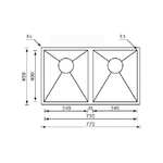 CM-filoquadra-77-x-45-2V-Lavello-sottopiano-Rettangolare-Acciaio-inossidabile