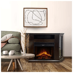 Divina Fire Camino elettrico caminetto da terra MADISON in legno Noce L126 x P78 x H80,5