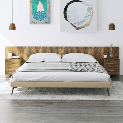 Testiera per Letto con Armadietti Legno ingegnerizzato Rovere Fumo