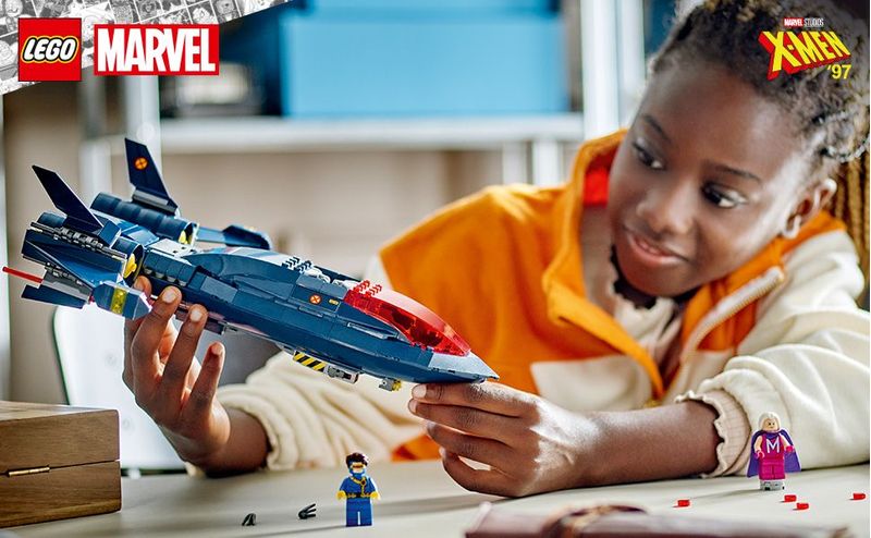 LEGO-Marvel-76281-X-Jet-di-X-Men-Aereo-Giocattolo-per-Bambini-di-8--Anni-Modellino-da-Costruire-con-Minifigure-di-Supereroi