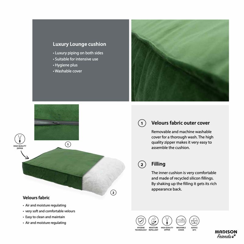 Madison-Letto-per-Cani-Velvet-120x95x28-cm-Verde