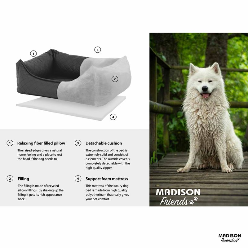 Madison-Letto-per-Cani-Skai-Check-120x95x28-cm-Grigio