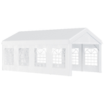 Outsunny Gazebo da Giardino 8x4m in Acciaio con Pareti Rimovibili e Finestre Trasparenti, Bianco