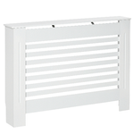 HOMCOM Copritermosifone in Legno Bianco con Struttura a Doghe 112x19x81cm