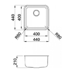 Elleci-Space-400-R50-Lavello-sottopiano-Quadrato-Acciaio-inossidabile