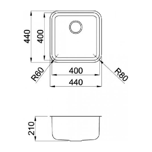 Elleci-Space-400-R50-Lavello-sottopiano-Quadrato-Acciaio-inossidabile