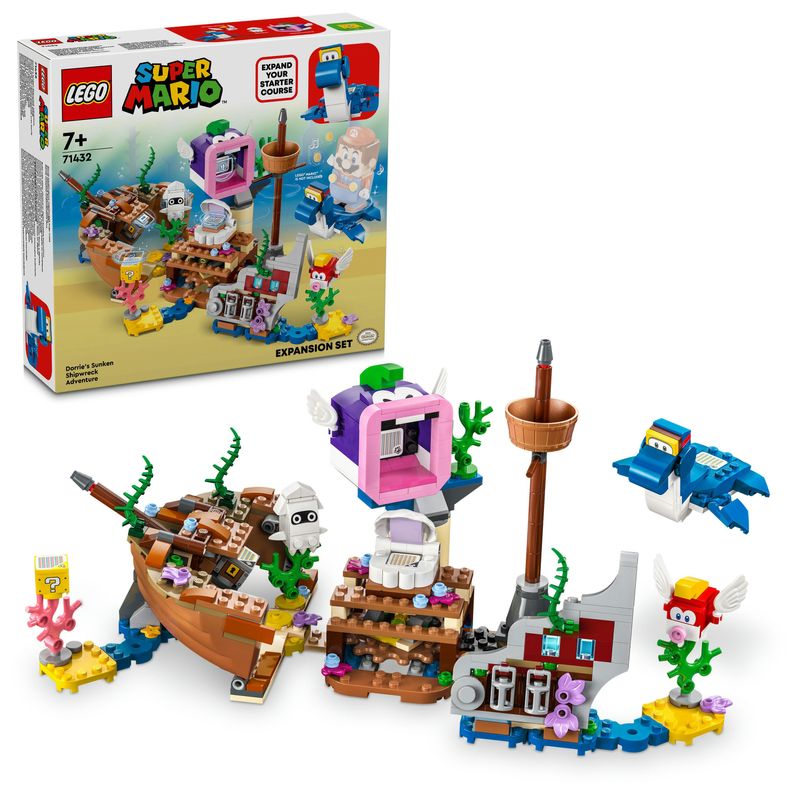 LEGO-Super-Mario-71432-Pack-di-Espansione-Il-Veliero-Sommerso-di-Dorrie-Giochi-Bambini-7--con-Barca-Giocattolo-e-4-Personaggi