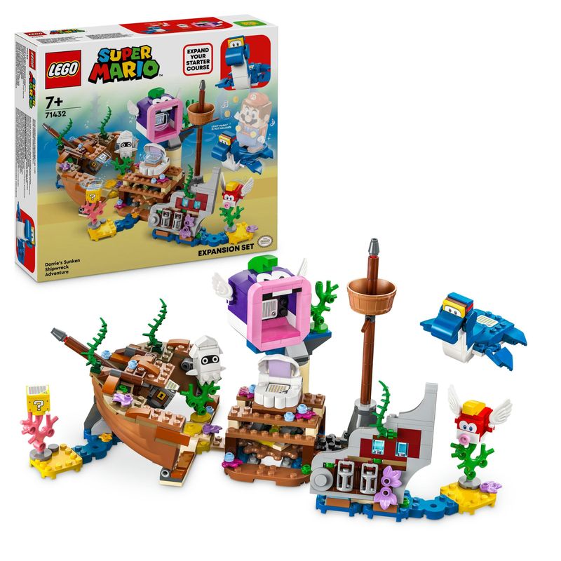 LEGO-Super-Mario-71432-Pack-di-Espansione-Il-Veliero-Sommerso-di-Dorrie-Giochi-Bambini-7--con-Barca-Giocattolo-e-4-Personaggi