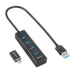 Sharkoon 4044951037582 hub di interfaccia USB 3.2 Gen 1 [3.1 Gen 1] Type-C 5000 Mbit/s Nero (HUB 4X USB 3.2 ALU BLACK -