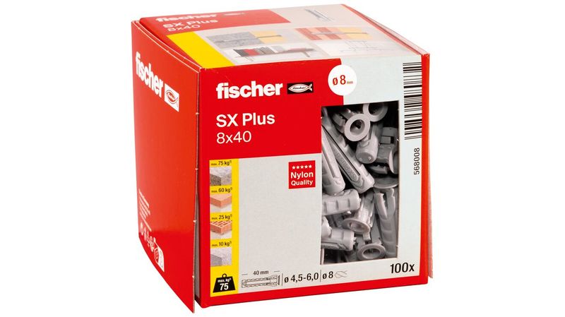 Fischer-568008-ancoraggio-a-vite-e-tassello-100-pz-Tassello-di-espansione-40-mm