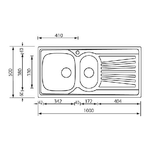 CM-Mondial-100-x-50-2V-Lavello-ad-incasso-Rettangolare-Acciaio-inossidabile