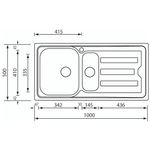 CM Cristal 100 x 50 2V Lavello montato su piano Rettangolare Acciaio inossidabile