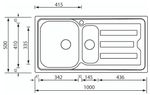 CM-Cristal-100-x-50-2V-Lavello-montato-su-piano-Rettangolare-Acciaio-inossidabile