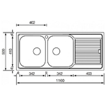 CM-Filoslim-116-x-50-2V-Lavello-ad-incasso-Rettangolare-Acciaio-inossidabile