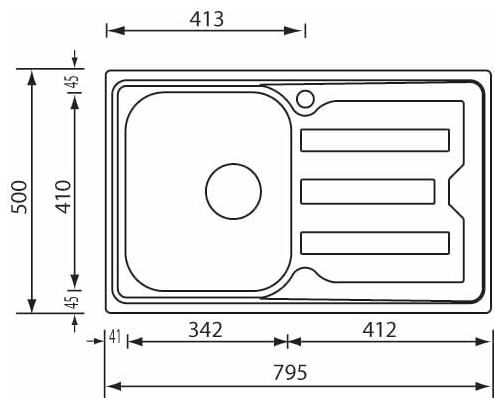 CM-Cristal-79-x-50-1V-Lavello-montato-su-piano-Rettangolare-Acciaio-inossidabile