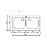 CM-Aurora-79-x-42-2V-Lavello-ad-incasso-Rettangolare-Acciaio-inossidabile