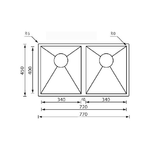 CM-filoquadra-77-x-45-2V-Lavello-montato-su-piano-Rettangolare-Acciaio-inossidabile