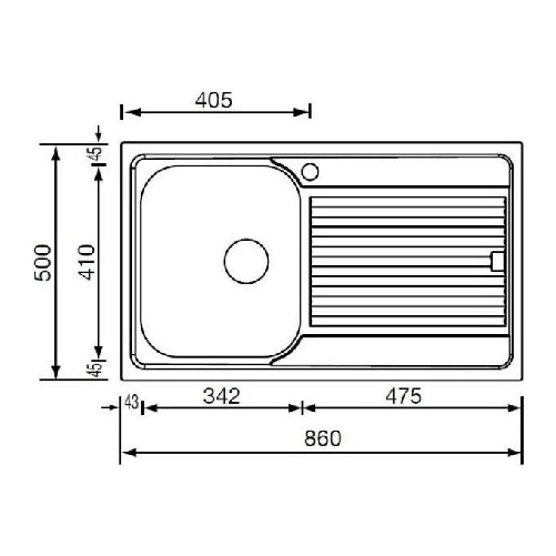 CM-Filoslim-86-x-50-1V-Lavello-ad-incasso-Rettangolare-Acciaio-inossidabile