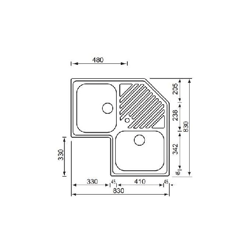 CM-Ilaria-83x83-2V-Lavello-ad-incasso-Angolo-Acciaio-inossidabile