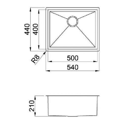 Elleci-Square-500-Lavello-montato-su-piano-Rettangolare-Acciaio-inossidabile