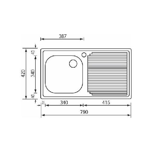 CM-Aurora-79-x-42-1V-Lavello-ad-incasso-Rettangolare-Acciaio-inossidabile