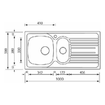 CM-Atlantic-100-x-50-2V-Lavello-montato-su-piano-Rettangolare-Acciaio-inossidabile