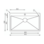 CM-filoquadra-mix-85-x-50-Lavello-ad-incasso-Rettangolare-Acciaio-inossidabile