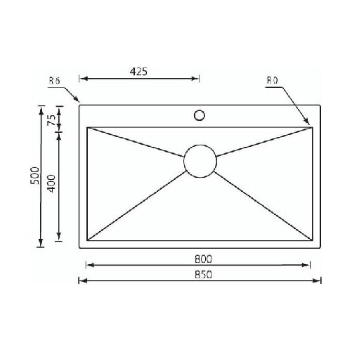 CM-filoquadra-mix-85-x-50-Lavello-ad-incasso-Rettangolare-Acciaio-inossidabile