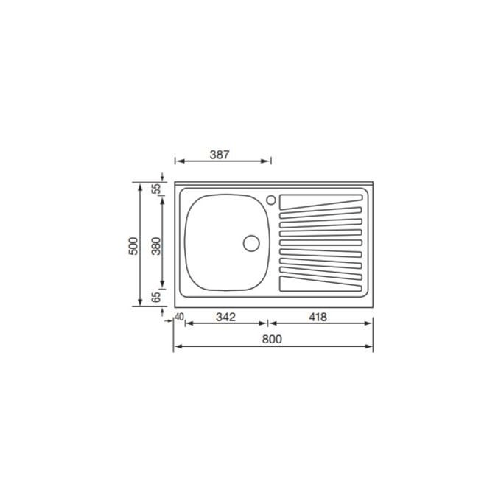 CM-mondial-80-x-50-1V-Lavello-ad-incasso-Rettangolare-Acciaio-inossidabile