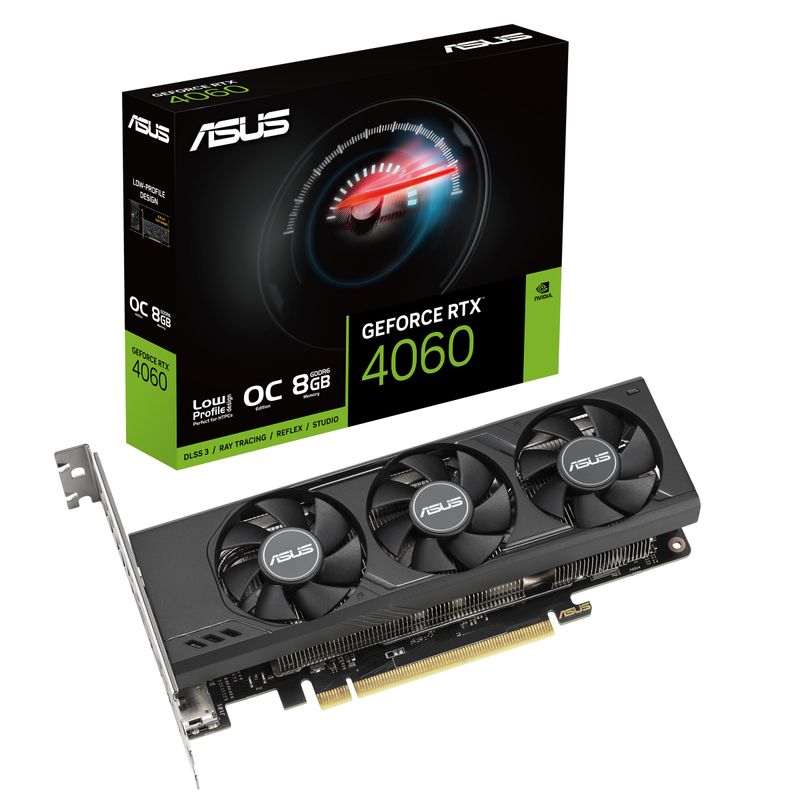 ASUS-RTX4060-O8G-LP-BRK-NVIDIA-GeForce-RTX-4060-8-GB-GDDR6--Asus-RTX4060-LP-BRK-OC-PCIe4-8GB-DDR6-2-HDMI-2-DP-2520M