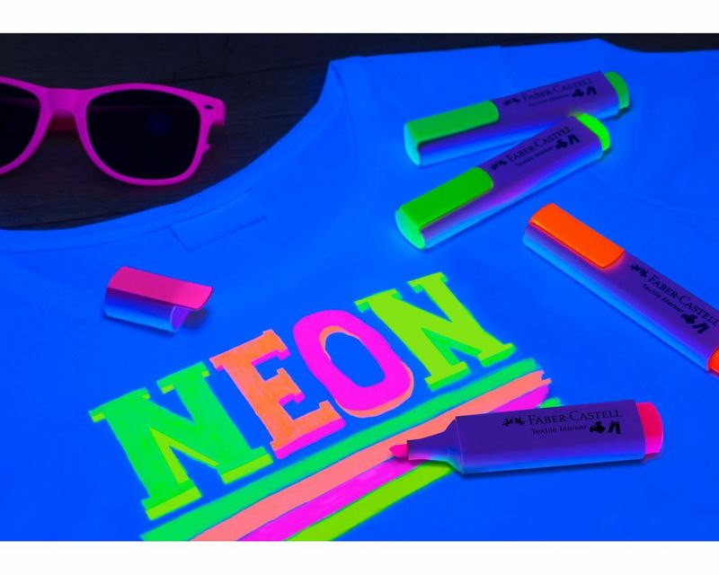 Faber-Castell-Confezione-4-Marker-per-Tessuto-Neon