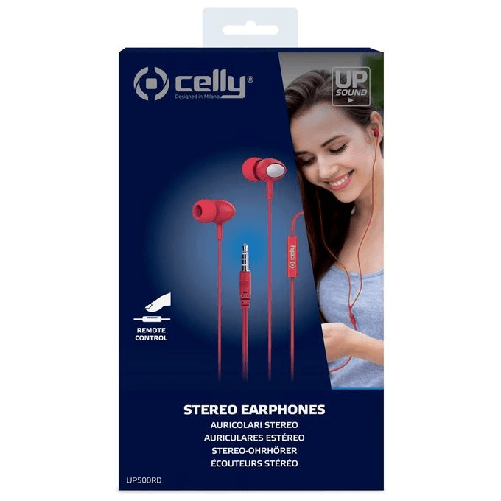 Celly-UP500-Auricolare-Cablato-In-ear-Musica-e-Chiamate-Rosso