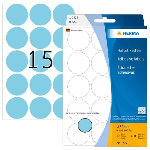 HERMA-2273-etichetta-autoadesiva-Cerchio-Blu-480-pz