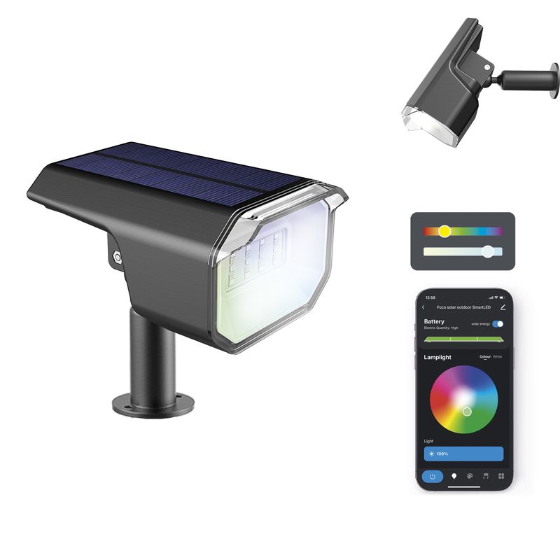 Faretto-LED-Solare-da-Esterno-Ksix-Smartled---RGB-CCT---IP65---Controllo-APP