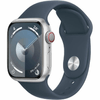Apple-Watch-Series-9--GPS-Cellular--cassa-in-alluminio-da-41-mm-argento-cinturino-Sport-blu-tempesta-S-M