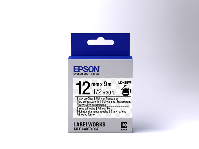 Epson-Nastro-fondo-Trasparente-per-testo-Nero-altamente-adesivo-12-9-LK-4TBW