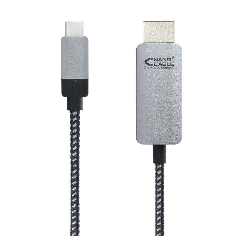 Nanocable-10.15.5102-cavo-e-adattatore-video-18-m-USB-tipo-C-HDMI-Alluminio-Nero
