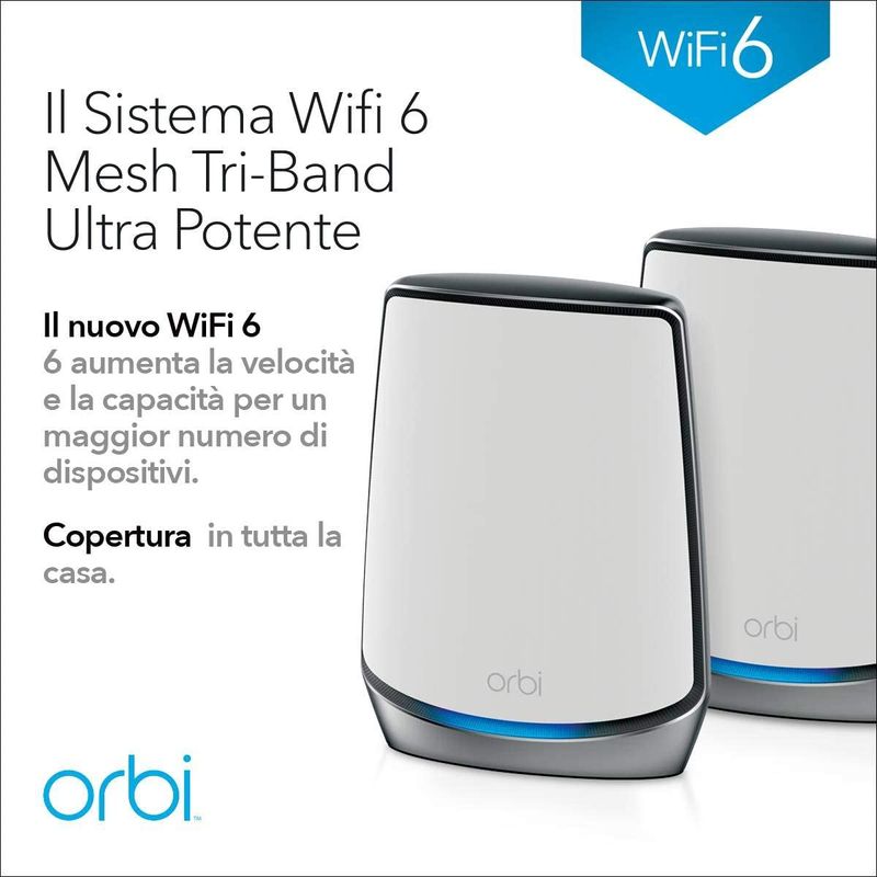 NETGEAR-Orbi-RBK852-AX6000-WiFi-6-Mesh-System-Banda-tripla--2.4-GHz-5-GHz-5-GHz--Wi-Fi-6--802.11ax--Grigio-Bianco-8-Int