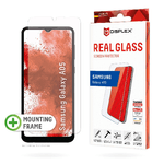 DISPLEX vetro temperato (10H, 2D) per Samsung Galaxy A05, cornice eco-montaggio, antigraffio